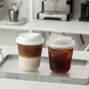 Gobelets à fond plat en PP de 260 ml/500 ml/700 ml, imprimés sur mesure, jetables, pour boissons chaudes, en plastique transparent, avec couvercle de 90 mm pour thé à bulles Boba - Product Image 3