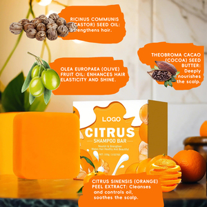 Champú sólido en barra de cítricos, ecológico, personalizado, con ingredientes naturales para controlar la grasa del cabello. - Product Image 4