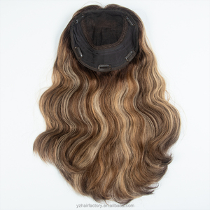 Prothèse capillaire naturelle en cheveux humains, avec mèches balayage, à clipser, base en soie, nouée à la main, pour femmes, toupet juif - Product Image 2