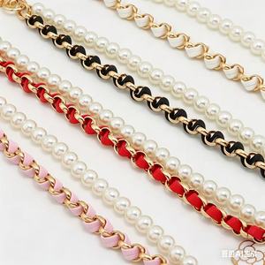 Cordon de téléphone rouge vif, chaîne de perles, accessoire de poignée de sac double couche en métal pour bijoux DIY - Product Image 2