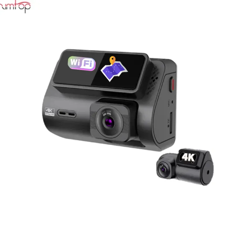 4K + 4K Dashcam Met Wifi Gps Auto Dvr 2 Camera Mini 4K Sony Dashcam Dubbele Lens Voor En Achter Dashcam