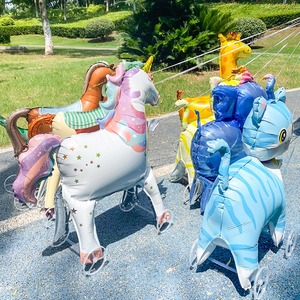 Hot 3D Cartoon Foil <strong>Balloon</strong> <strong>Shark</strong> Giraffe Dinosaur Cat Dog Walking Pet Animal <strong>Balloon</strong> with Wheel for Kids Birthday Party Outdoor - Product Image 2