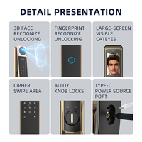 Serrure de porte intelligente UIELOCK QB80 avec reconnaissance faciale 3D, empreinte digitale, interphone visuel à distance, contrôle par application Tuya