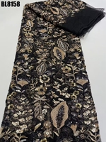 Tissu en dentelle brodée à la main avec fleurs et sequins, tissu en dentelle perlée pour robes de mariée et de soirée pour femmes colombiennes