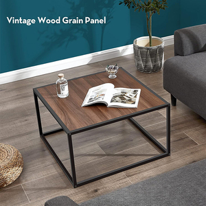 <span class=keywords><strong>Tavolino</strong></span> da Caffè Industriale in Legno all'Ingrosso, Facile da Montare, Quadrato, Basso, per Soggiorno con Struttura in Metallo Nero - Product Image 4