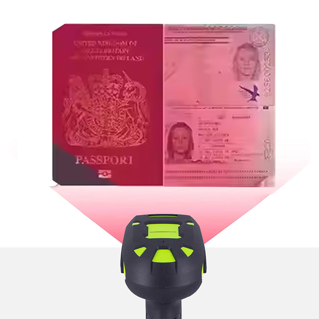 Edoo Industrial 1D 2D Wireless USB QR Barcode Scanner Handheld MRZ OCR-B Passport Reader Charging Base for Travel Customs Hotels