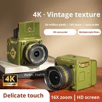 Appareil photo numérique rétro de voyage à capteur CCD haute définition, carte SD, vidéo 4K, zoom optique >7x - Portable, pour étudiants, selfies et photographie