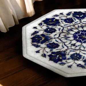 Elegant Handmade <b>White</b> Marble <b>Table</b> with Floral Pattern Design Luxury Dining Furniture for Home Office Hotel Restaurant - Product Image 4