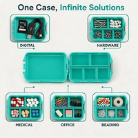 Boîte de rangement multi-usages portable et écologique avec 5 couvercles individuels, organiseur de petites pièces, mini boîte à outils pour les voyages