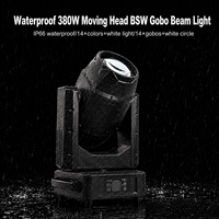 Projecteur mobile 3-en-1 380W IP66 étanche avec fonctions Beam, Spot, Wash, Prisme, Zoom et contrôle DMX pour événements extérieurs, scènes et concerts