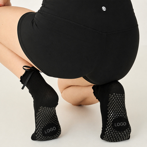 Ruffle Edge Pilates <b>Grip</b> <b>Socks</b> <b>Custom</b> Logo Non Slip Yoga <b>Socks</b> Satin Bow Design OEM Manufacturer - Product Image 4