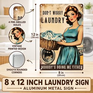 <strong>Laundry</strong> Room Decor, Funny <strong>Laundry</strong> Signs Wall Decor, Don't Worry <strong>Laundry</strong> Vintage Metal <strong>Sign</strong> for Bathroom Mudroom Drying Area - Product Image 2