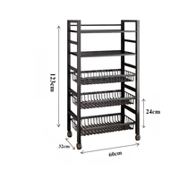 Chariot de rangement de cuisine multi-niveaux, étagère pour micro-ondes, chariot mobile pour casseroles, chariot de rangement pour la cuisine