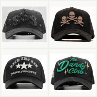 Casquettes de baseball vintage hip-hop de haute qualité en gros, broderie strass, styles variés, en coton, streetwear, protection solaire extérieure