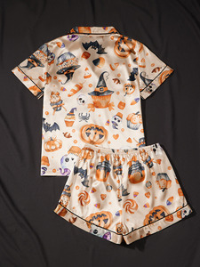 Nuevo Conjunto de <span class=keywords><strong>Pijamas</strong></span> de <span class=keywords><strong>Verano</strong></span> para Mujer, <span class=keywords><strong>Pijamas</strong></span> Casuales con Estampado Temático de Halloween - Product Image 2