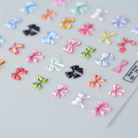 Stiker Kuku 5D Embossed Motif Pita Putih Hitam Grosir, Dekorasi Kuku Perekat Sendiri, Bebas BPA, Tidak Beracun, Ultra Tipis untuk Kuku