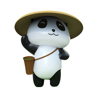 Sculpture de panda en fibre de verre pour installation artistique extérieure en parc, figurine animale à poser au sol, décoration paysagère - Product Image 5