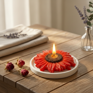 <b>Red</b> Sunflower Shape <b>Candle</b> Scented Soy Wax Flower Shaped <b>Candles</b> Decorative Pillar <b>Candle</b> Home Decor Private Label Custom Color - Product Image 3