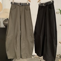 Nouvelle collection automne 2026 – Pantalon large taille haute coréen pour femme avec ceinture, coupe ample, longueur totale, décontracté et chic pour le quotidien