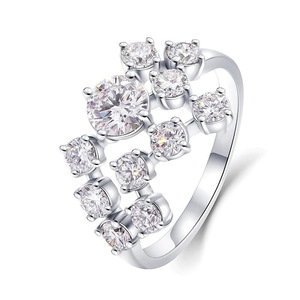 Full Pave Shiny Stone Women Index Finger Ring Minimal Cool Tone Fashion Daily Stackable Finger Jewelry Gift - Product Image 1