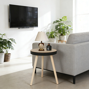<span class=keywords><strong>Table</strong></span> <span class=keywords><strong>basse</strong></span> ronde de petite taille, couleur personnalisée, avec trois pieds en bois massif, pour chambre à coucher, salon - Product Image 2