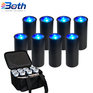 8pcs with bag Mini Chroma Cannon LED Party <b>Light</b> RGBWA UV 6in1 Rechargeable Battery Wireless RF Remote <b>DJ</b> <b>Light</b> - Product Image 1