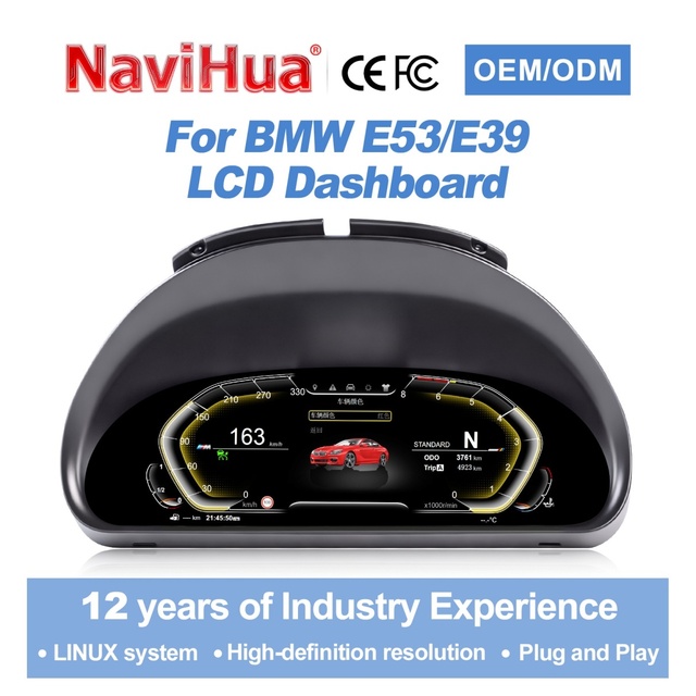Navihua New Design Car Digital Cluster Auto Speedometer  LCD Dashboard Linux System Panel for BMW 5 Series E39 X5 E53 1999-2005
