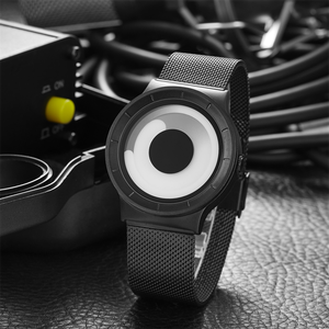 Jam Tangan Pria Tali Baja Anti Karat Logo Kustom Desain Kreatif Tahan Air Quartz Herren Uhr - Product Image 5