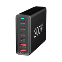 Adaptateur de chargeur Gan 200W Station de charge à 6 ports Chargeur USB Tour Bloc de chargeur pour Chargeur iphone Macbook Samsung Cargadores