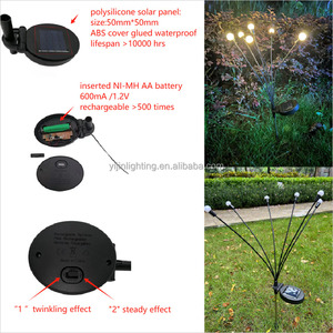 6V NI-MH AA Akku Wiederaufladbar 6 LEDs IP44 Wasserdicht Edelstahl 60CM Stab Outdoor <span class=keywords><strong>Solar</strong></span> Glühwürmchen Gartenleuchte - Product Image 4