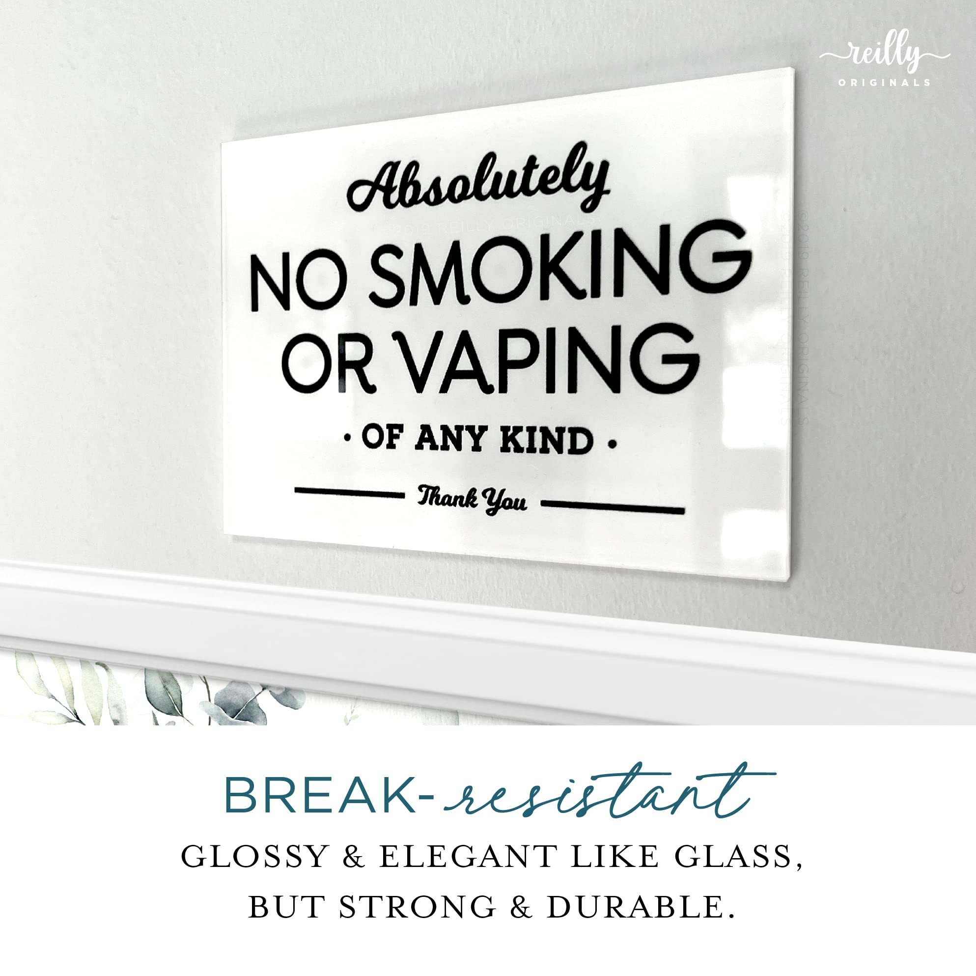 3.5x5 Inch No Smoking No Vaping Sign Premium Arylic Finish Durable Wall Mount Tabletop Lean Restroom Office Warning Plate · image 2