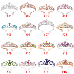 Couronne de Mariage en Gros en Cristal, Diadème Coloré en Strass pour Filles, Couronne Nuptiale avec Peigne, Couronnes d'Étiquette d'Anniversaire - Product Image 5
