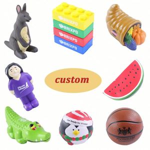 Cadeau promotionnel pour adultes, jouets anti-stress, balles en PU personnalisées en vrac, balles anti-stress avec logo personnalisé - Product Image 1