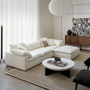 Bộ ghế <span class=keywords><strong>sofa</strong></span> phòng khách hình chữ I hiện đại phong cách Bắc Âu Zayshine, chất liệu vải lanh trắng cao cấp, 2-3 chỗ ngồi, thiết kế mô đun, có thể giặt được, phù hợp cho căn hộ, biệt thự, kiểu dáng như mây. - Product Image 2