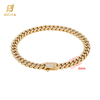 Pulsera de Cadena Cubana de Acero Inoxidable con Micro Pavé de Circonita Cúbica de Una Sola Fila NUOYA, Joyería Hip Hop para Hombre