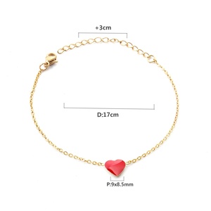 Gold Chain <b>Bracelet</b> with <b>Red</b> Heart Pendant Stainless Steel Jewelry Sets Design for Women in Wholesale - Product Image 3