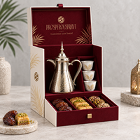 Boîte Cadeau Broderie Palmier, Pochette de Rangement Portable, Emballage de Luxe Ramadan pour Tasses à Café, Desserts et Cadeaux Alimentaires