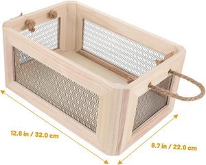 Hộp Lưu Trữ Bằng Gỗ Cổ Điển Lưu Trữ Bằng Gỗ Bin Với Sợi Dây Đay Xử Lý Mộc Mạc Crate Cho Tổ Chức Quần Áo Và Nhiều Hơn nữa Ở Nhà - Product Image 3