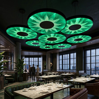 Art Pattern UV Print Acrylic LED Chandelier Smart RGB Color Changing Circular Pendant Light Commercial Decor Atmosphere Lamp