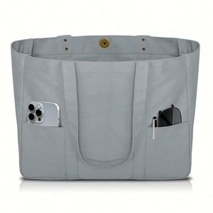 กระเป๋าผ้าแคนวาส - กระเป๋าอเนกประสงค์พร้อมช่องด้านหน้า 2 ช่องและช่องใส่แล็ปท็อป กระเป๋าสำหรับใช้งานทุกวันแบบทนทาน - Product Image 6