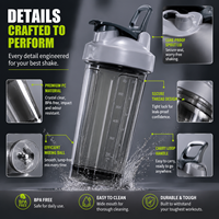 Bouteille shaker à protéines en PC de 500 ml avec logo personnalisé, pour boire directement, idéale pour la gym, le fitness et l'entraînement, avec couvercle, passe au lave-vaisselle