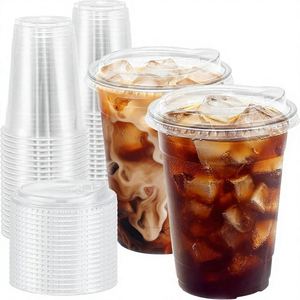 1000 gobelets en plastique transparent de 16 oz avec couvercles anti-fuite, jetables, sans paille, pour café glacé, smoothies et boissons froides - Product Image 1