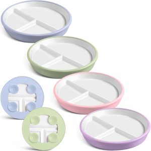 Modern Design Kids Porcelain White Plates with Silicone Sleeves <b>Microwave</b> Non-Slip Divided Baby Plates Suction Cup for Toddlers - Product Image 1
