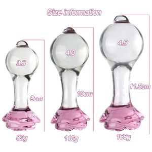 Juego de 3 Tapones Anales de Cristal en Forma de Rosa, Expansor <span class=keywords><strong>Anal</strong></span>, Juguetes Sexuales para Entrenamiento, Masturbación para Hombres, Mujeres, Gays y Parejas - Product Image 2