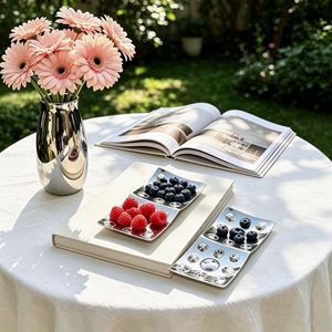 Plateau de service divisé en acier inoxydable 304 avec 1, 2 ou 4 compartiments pour collations, bonbons, noix, fruits, légumes, sauces, cuisine à domicile - Product Image 2