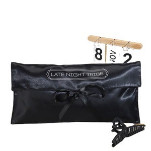 Pochette personnalisée en satin doux avec rabat et nœud, pour outils de maquillage, artisanat, emballage, sac cadeau en satin avec design gratuit - Product Image 1