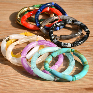 แฟชั่นเครื่องประดับY2Kอะคริลิคที่มีสีสัน<span class=keywords><strong>Sfumato</strong></span>หินอ่อนรูปแบบข้อศอกเรซิ่นสร้อยข้อมือกําไลข้อมือผู้หญิง - Product Image 4