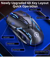 Souris de jeu silencieuse 3200 DPI, souris optique LED réglable, souris filaire USB, style mini pour la maison, le bureau et les jeux sur ordinateur portable