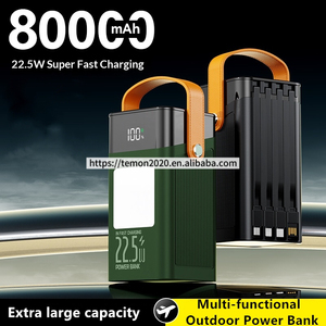 Power Bank Multifunzionale da Esterno con Batteria Li-Polymer 80000mAh, <span class=keywords><strong>Ricarica</strong></span> Rapida PD 22.5W, Cavi Integrati, 4 USB, Type-C, Display LED e Supporto - Product Image 2