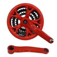 Pédalier de VTT avec manivelle en fer recouvert de plastique rouge vif, accessoires de vélo, plateaux de chaîne